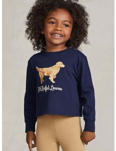 Детска блуза с дълги ръкави Polo Ralph Lauren в тъмносиньо с принт