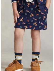 Детска пола Polo Ralph Lauren в тъмносиньо къса със стандартна кройка