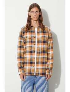 Памучна риза Filson Vintage Flannel Work Shirt мъжка в кафяво със стандартна кройка с класическа яка FMCAM0016