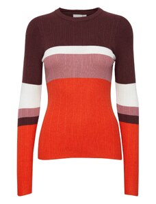 ICHI Пуловер 'MAFA' къпина / неоново оранжево / пепел от рози / бяло