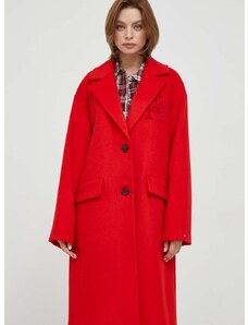 Вълнено палто Tommy Hilfiger в червено преходен модел с уголемена кройка WW0WW39756