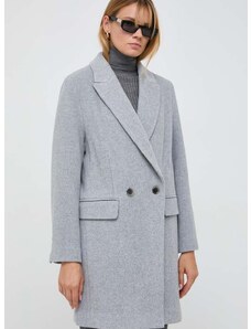Палто с вълна BOSS ORANGE в сиво преходен модел