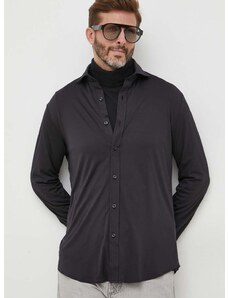 Риза Paul&Shark мъжка в черно със стандартна кройка с класическа яка