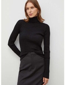 Вълнен пуловер Herskind дамски в черно от лека материя с поло