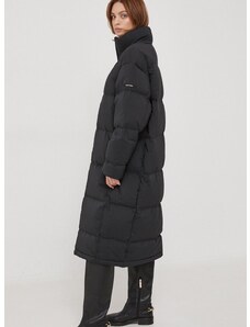 Пухено яке Calvin Klein в черно зимен модел с уголемена кройка