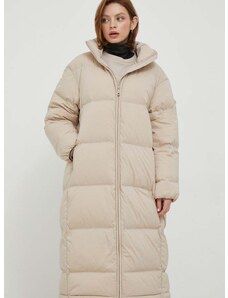 Пухено яке Calvin Klein в бежово зимен модел с уголемена кройка