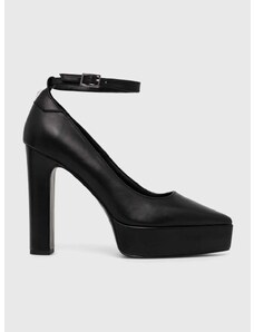 Кожени обувки с дебел ток Karl Lagerfeld SOIREE PLATFORM в черно с дебел ток KL31710