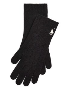 Polo Ralph Lauren Ръкавици с пръсти черно / бяло