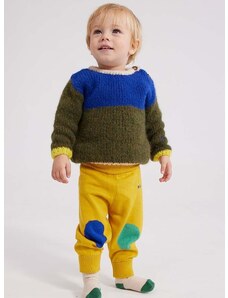 Бебешки памучен спортен панталон Bobo Choses в жълто с изчистен дизайн