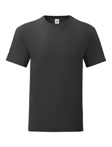 Черна мъжка тениска от пениран памук Iconic с ръкав Fruit of the Loom