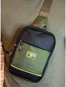 Vodo.bg Зелена мъжка чанта от плат за носене на гърди или гръб