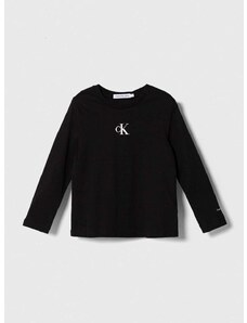 Детска блуза с дълги ръкави Calvin Klein Jeans в черно