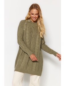 Trendyol каки аксесоар детайл плетен трикотаж пуловер