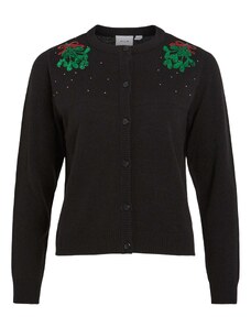 VILA Плетена жилетка 'MISTLETOE CHRISTMAS' зелено / червено / черно