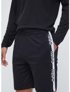 Домашен къс панталон от памук HUGO в черно