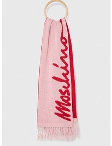 Вълнен шал Moschino в розово с десен