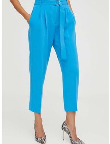 Панталон BOSS в синьо със стандартна кройка, с висока талия
