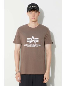 Памучна тениска Alpha Industries Basic T-Shirt в бежово с принт 100501.183