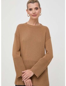 Пуловер с вълна Marella дамски в кафяво от лека материя