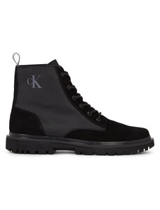 Зимни обувки Calvin Klein Jeans Eva Mid Laceup Lth Boot Hiking YM0YM00842 Black/Stormfront 00T