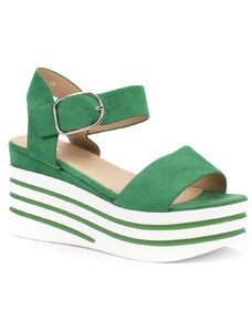 Зелени дамски сандали от еко кожа