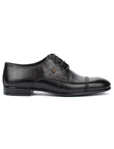 Мъжки елегантни обувки в черно от естествена кожа с връзки