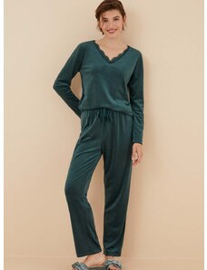Пижама women'secret SOFT TOUCH FRANCHISEE дамска в зелено от дантела 3596066