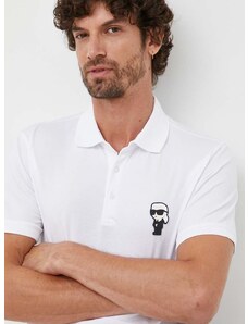 Тениска с яка Karl Lagerfeld мъжки в бяло с апликация 500221.745022