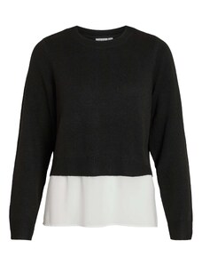 VILA Пуловер 'BENTE' черно / бяло