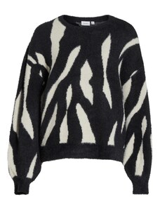 VILA Пуловер 'Lajuli' черно / бяло