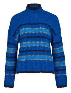 VILA Пуловер 'FINLEY' тюркоазен / кралско синьо / сребърно сиво / черно
