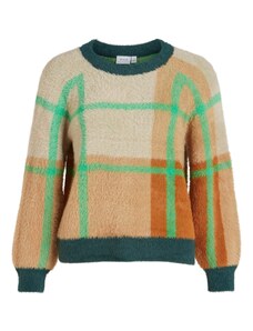 VILA Пуловер бежово / зелено / тъмнозелено / оранжево