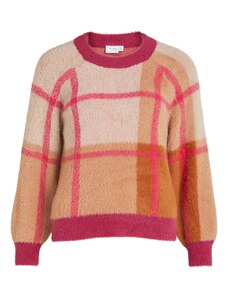 VILA Пуловер бежово / цвят "пясък" / розово / тъмнорозово