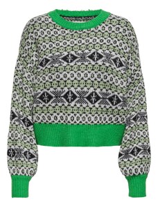 ONLY Пуловер 'DEA' зелено / тръстиково зелено / черно / бяло