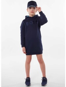 Детска рокля BOSS в тъмносиньо къса със стандартна кройка