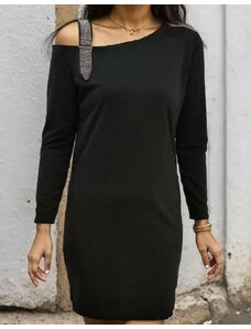 Creative Елегантна дамска рокля с едно рамо в черно - код 71041