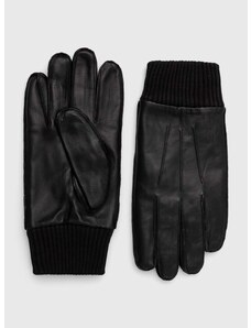 Кожени ръкавици Samsoe Samsoe в черно
