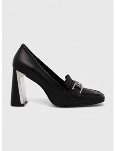 Кожени обувки с дебел ток Karl Lagerfeld MASQUE в черно с дебел ток KL30720