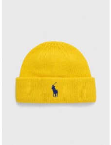 Вълнена шапка Polo Ralph Lauren в жълто от плътен трикотаж вълна 455931421