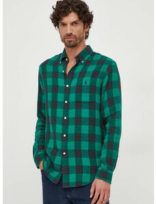 Памучна риза Polo Ralph Lauren мъжка в зелено със стандартна кройка с яка с копче