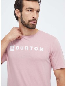 Памучна тениска Burton в розово с принт