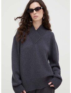 Вълнен пуловер Lovechild дамски в сиво
