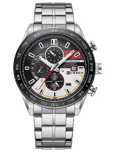 Мъжки часовник Curren Rheot, Неръждаема стомана, Хронограф, Сребрист / Бял