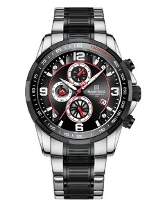 Curren Мъжки часовник Naviforce Whiffler, Хронограф, Неръждаема стомана, Сребрист / Черен