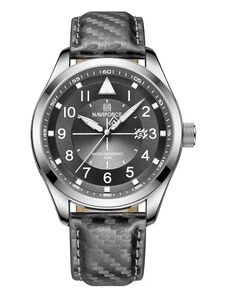 Curren Мъжки часовник Naviforce Xilinous, Кожена каишка, Сив / Сребрист