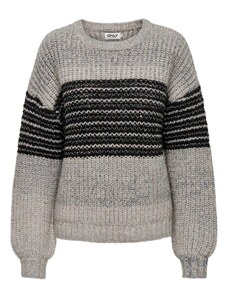 ONLY Пуловер 'Lucilla' камък / черно / сребърно