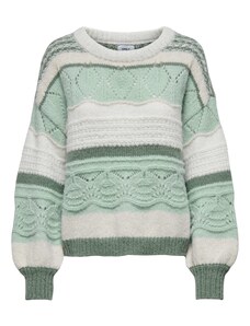 ONLY Пуловер 'ADINA' кремаво / мента / тъмнозелено / мръсно бяло