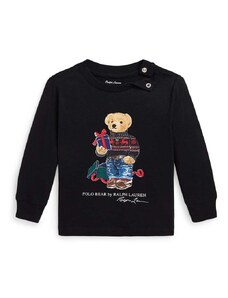 Бебешки памучен суичър Polo Ralph Lauren в черно