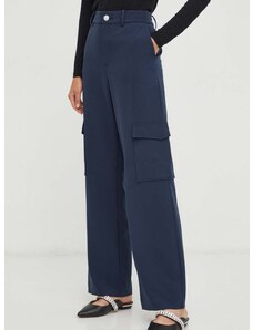 Панталон Custommade в тъмносиньо със стандартна кройка, с висока талия
