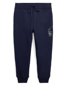 Детски памучен спортен панталон Polo Ralph Lauren в тъмносиньо с принт